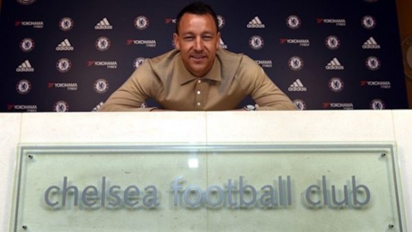 A delighted Terry at Chelsea on Wednesday.
