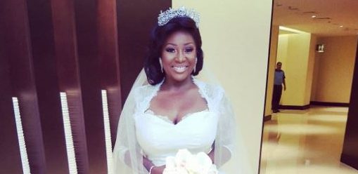 Toolz in her wedding dress.