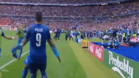 Italians celebrate win against Spain.