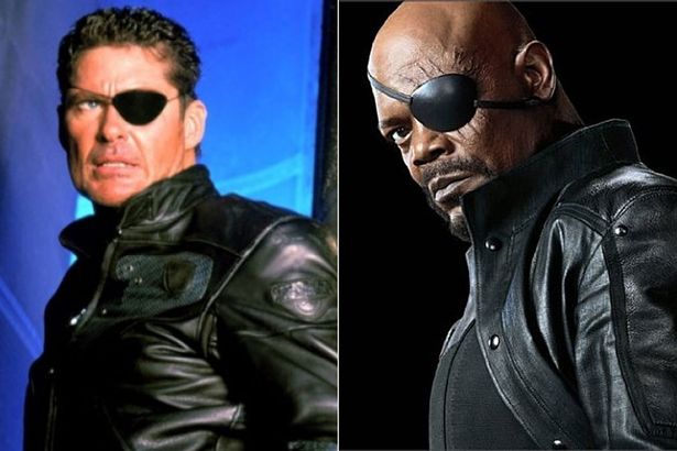 David Hasselhoff (L) and Samuel L Jackson as Nick Fury