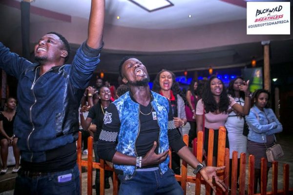 Concert goers having fun