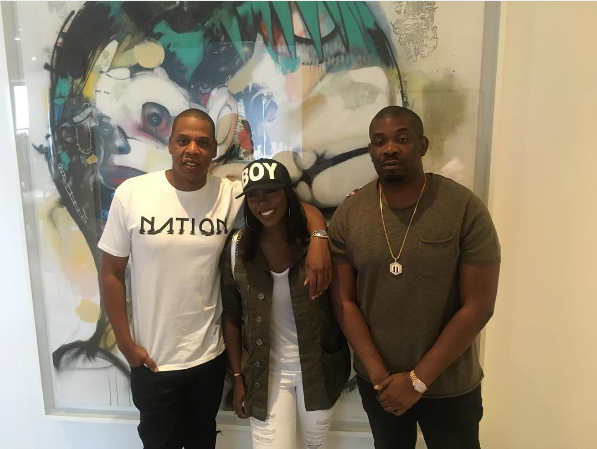 Jay-Z with Tiwa and Don Jazzy