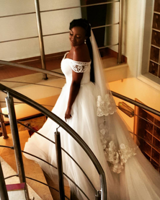 The beautiful bride in her stunning wedding gown