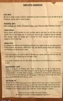 rihanna employee handbook