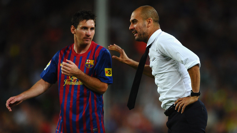Lionel Messi and Pep Guardiola
