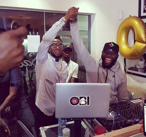Kokomaster, D'banj celebrating with Dj Obi