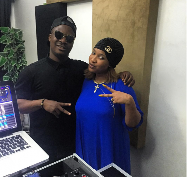 Jaywon and Tonto Dikeh in the studio