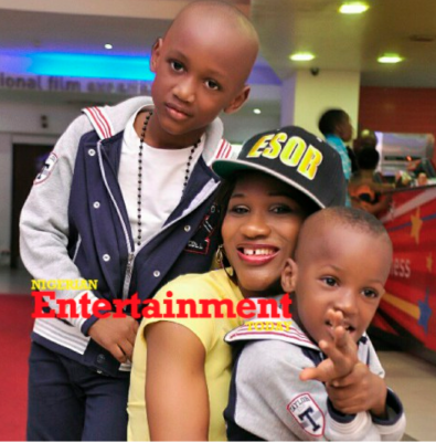 Sunmbo and her sons for 2face idibia, Nino and Zion.