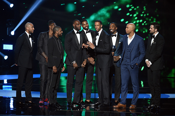 Team members of the Cleveland Cavaliers accept the award for Best Team onstage during the 2016 ESPYS at Microsoft Theater. Photo: Getty Images