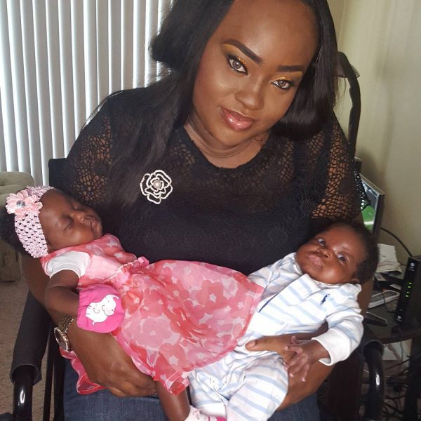 Emem Isong and her twins.