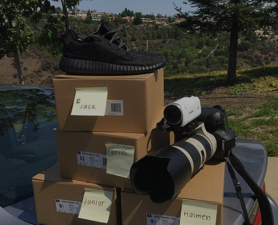 Some of the Yeezy shoes Kanye West gave out to paparazzi