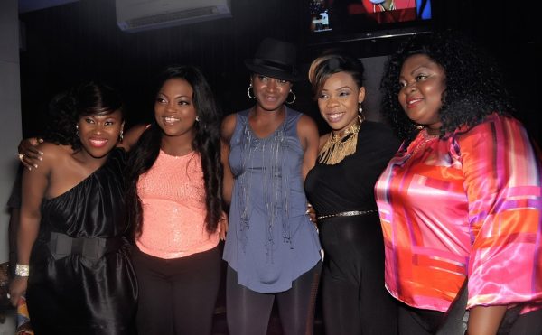 Jombo, Kate Henshaw, Kaffy and Eniola Badmus at Funke's birthday party in 2014.