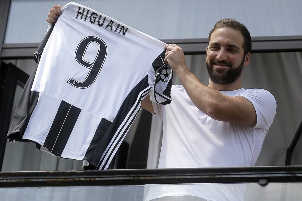 Higuain during his Juventus unveiling