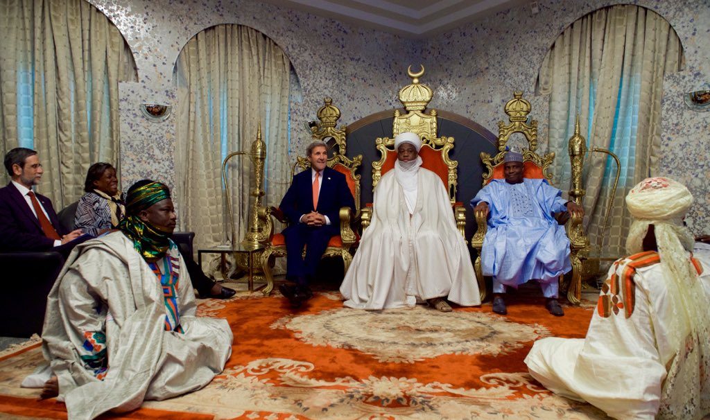 John Kerry hosted by Sultan Abubakar. Photo: Twitter