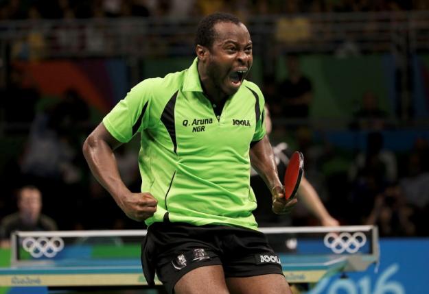 Quadri Aruna celebrates winning on Day 4 of 2016 Olympic games. Credit: AFP