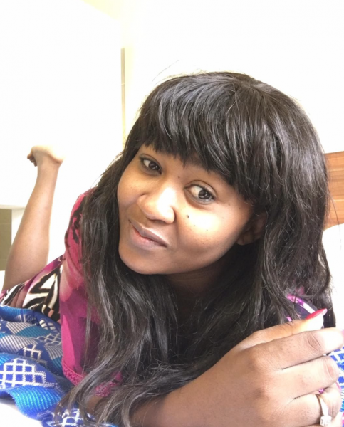 Mary Njoku casually chilling in bed