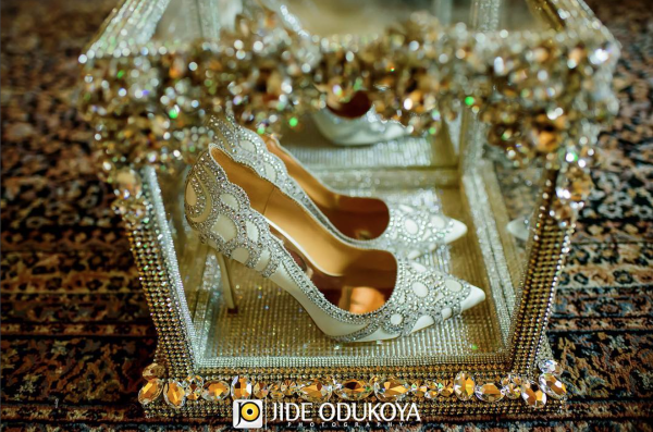 The bride's wedding shoes