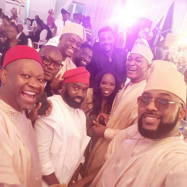 Excited wedding guests