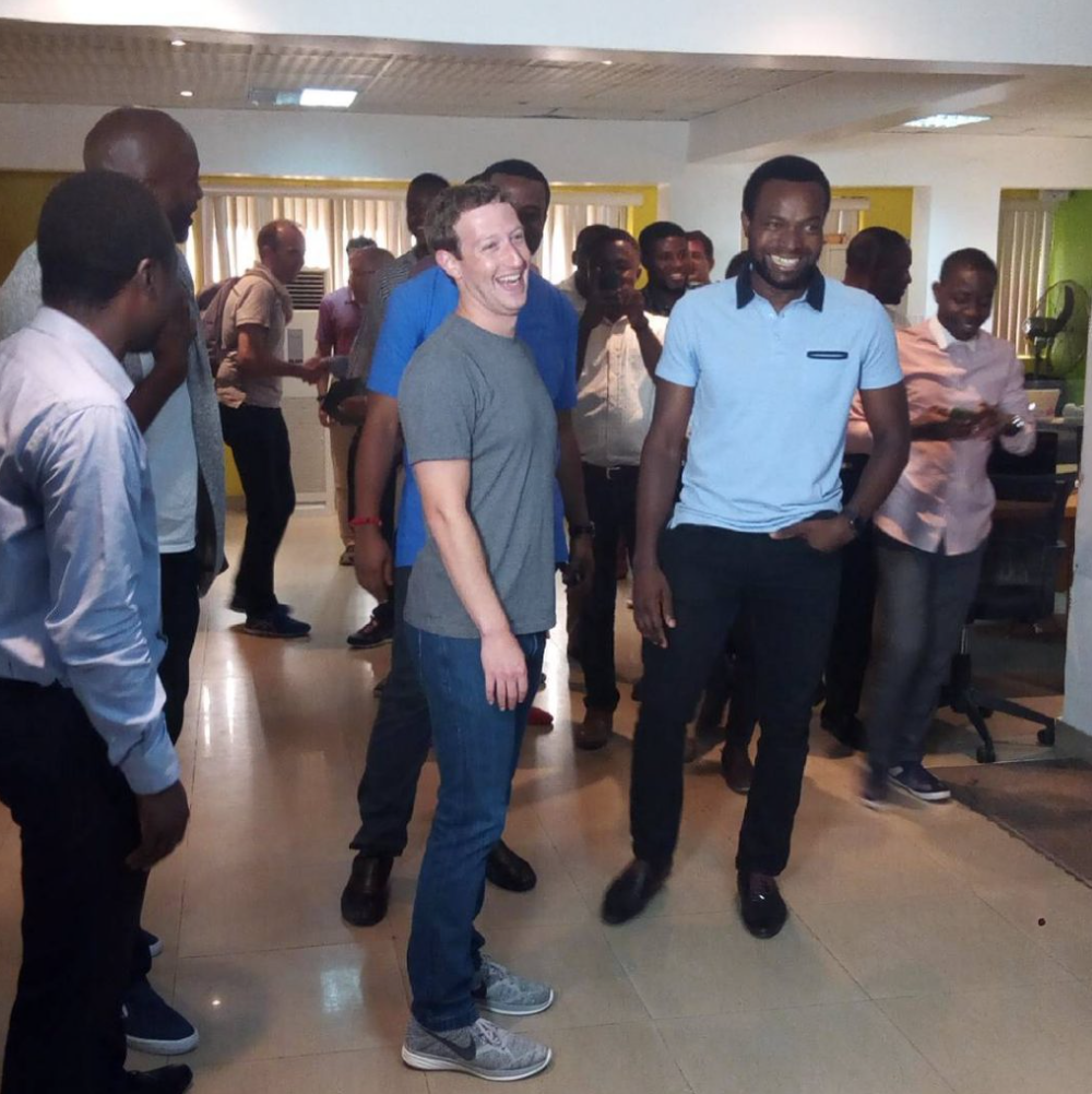 Facebook founder, Mark Zuckerberg made a stop at Co-Creation Hub (CcHub) in Yaba, Lagos during his first visit to Africa. Credit: IG