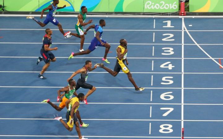 Bolt beats US’ Justin Gatlin 9.89s and Canada’s Andre De Grasse 9.91s to be Olympic champion once again. Credit: AFP
