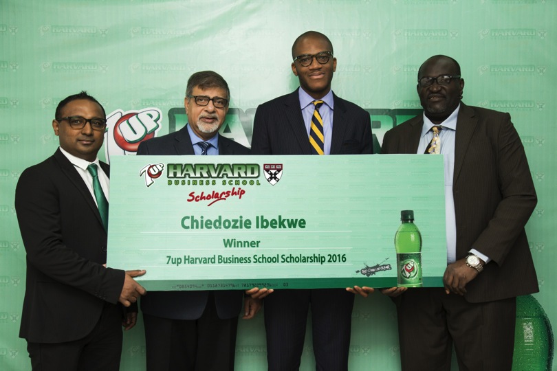 Winner 7up HBS Scholarship 2016 Chiedozie Ibekwe and General Manager Human Ca