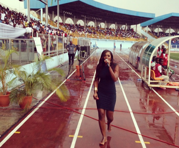 Tiwa Savage performing in Warri