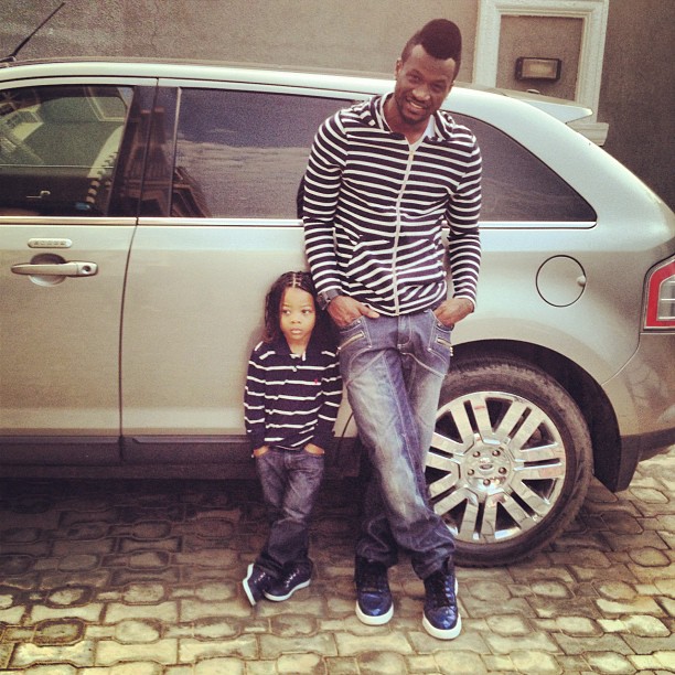 Peter Okoye and his son, Cameron