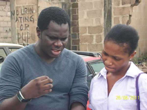 Chris Ihidero with Zara on the set of Big Daddy.