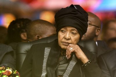 101213 Winnie Mandela during the State Funeral of former South African President Nelson Mandela held at the FNB stadium in Johannesburg, South Africa. Madiba past away on the 5th of December 2013 at his home in Houghton, Johannesburg at the age of 95. PHOTO HERMAN VERWEY FOTO24