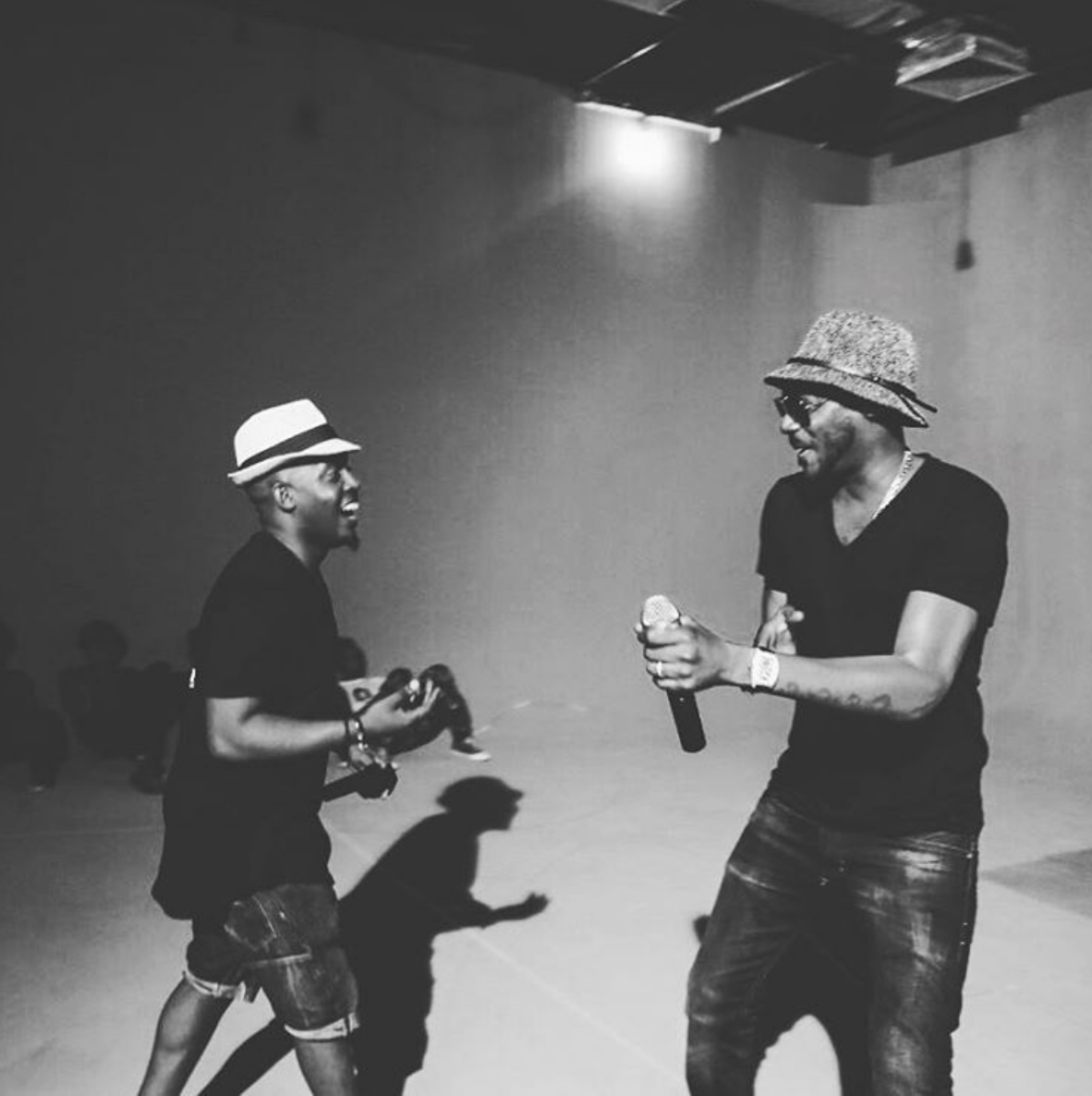M.I Abaga and 2face Idibia at the rehearsals.