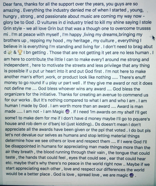 olamide open letter
