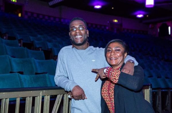 Burna Boy and his mum at the venue ahead of tomorrow's concert