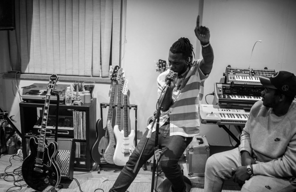 Burna Boy rehearsing ahead of tomorrow's gig.