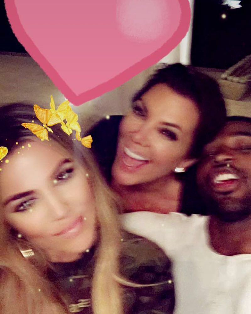 Tristan Thompson hangout with Khloe Kardashian and her mum. Credit: Snapchat