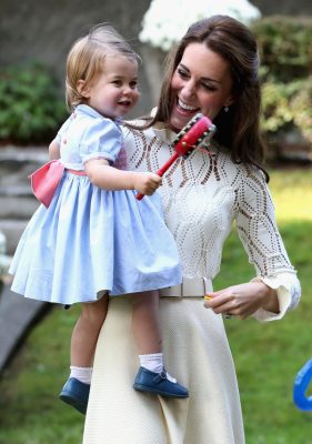 The duchess smiles at her daughter, Charlotte