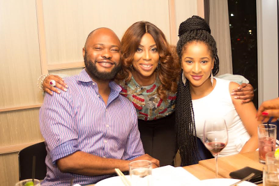 Birthday girl glows as she takes a photo with Adesua Etomi and Naz Onuzo
