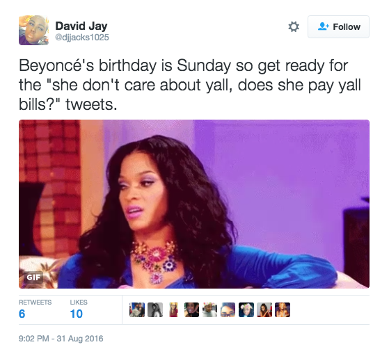 Beyonce birthday tweet
