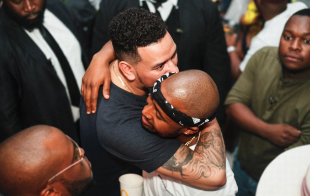 AKA and Cassper Nyovest hugging it out. Photo Credit: Photographer Thembani Manganyi