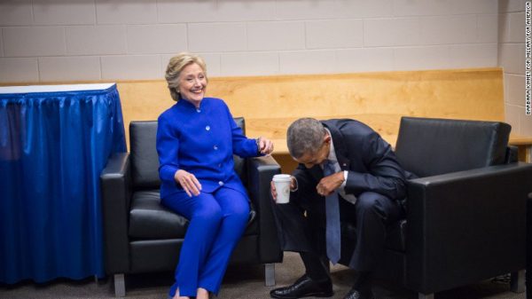 Hillary and Obama share a laugh