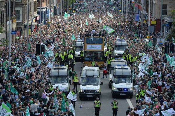 Hibernian had an elaborate parade after winning the Scottish Cup last season