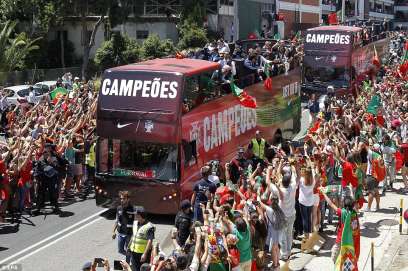Portugal's bus was a rather sleek one, which is appropriate since it was their first European title