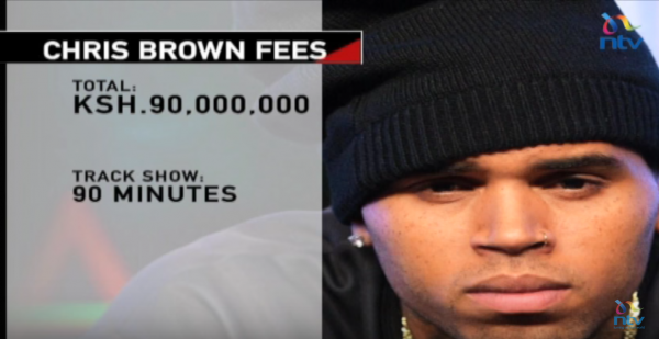 A breakdown of Chris brown's performance fee in Kenya. Photo: NTV Kenya