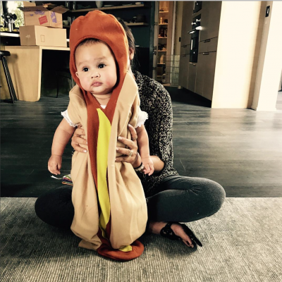 First she was dressed as a hotdog