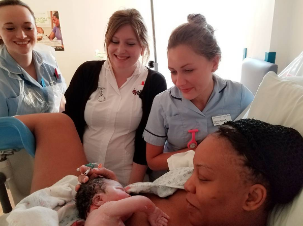 Suger Chika was delivered of her child in the United Kingdom
