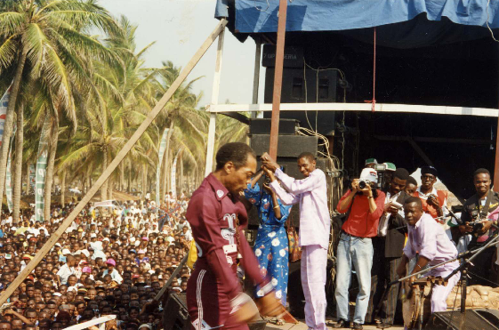 Fela Anikulapo-Kuti was pictured during a performance in Lagos.