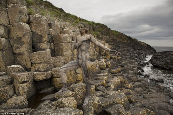 This man blends with the UNESCO World Heritage site in Northern Ireland