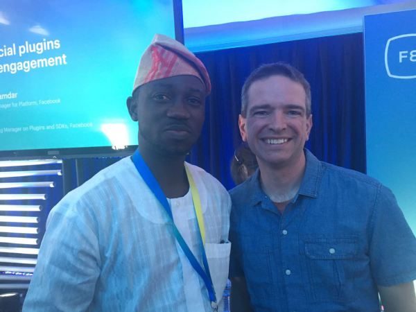 NET founder, Ayeni Adekunle and Facebook Engineering Manager, Brian Dewey during F8 in San Francisco