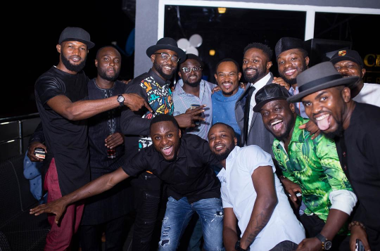 Celebrities party with Ubi at the launch of his new llounge in Lagos. Credit: Ubi Franklin