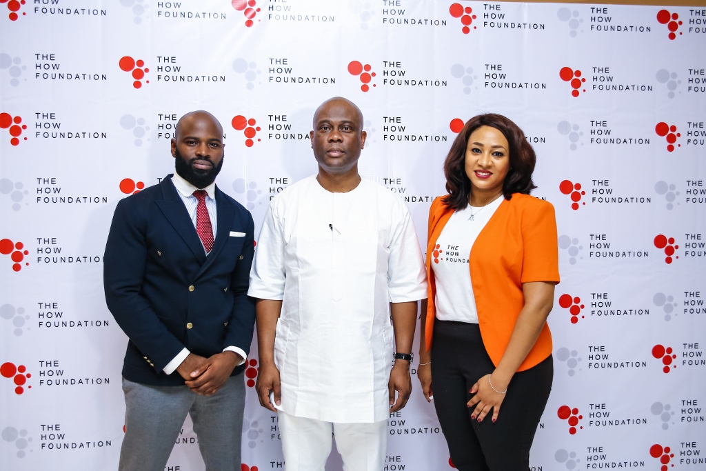 L-R: Nigerian-born motivational speaker, Joshua Ajitena, MD of Access Bank, Herbert Wigwe and Anthonia Ally, CEO of HOW Foundation.