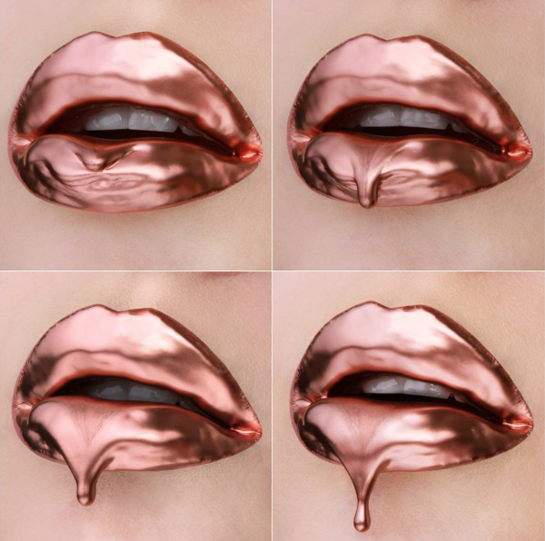 Four stages of 'dripping lips'